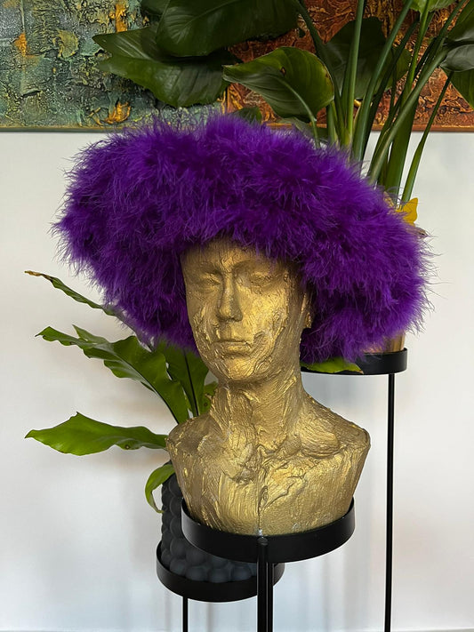 The 'Reign' Purple Fluffy Marabou Feather Hat