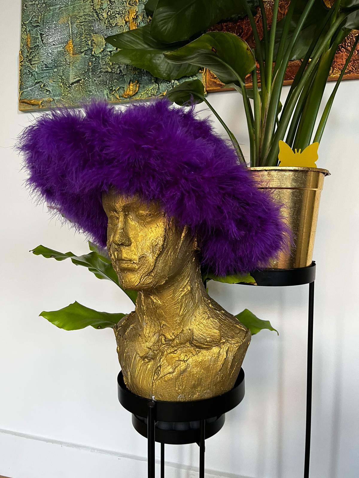 The 'Reign' Purple Fluffy Marabou Feather Hat