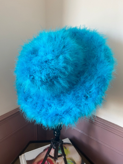 The 'Lana' Turquoise Fluffy Marabou Feather Hat