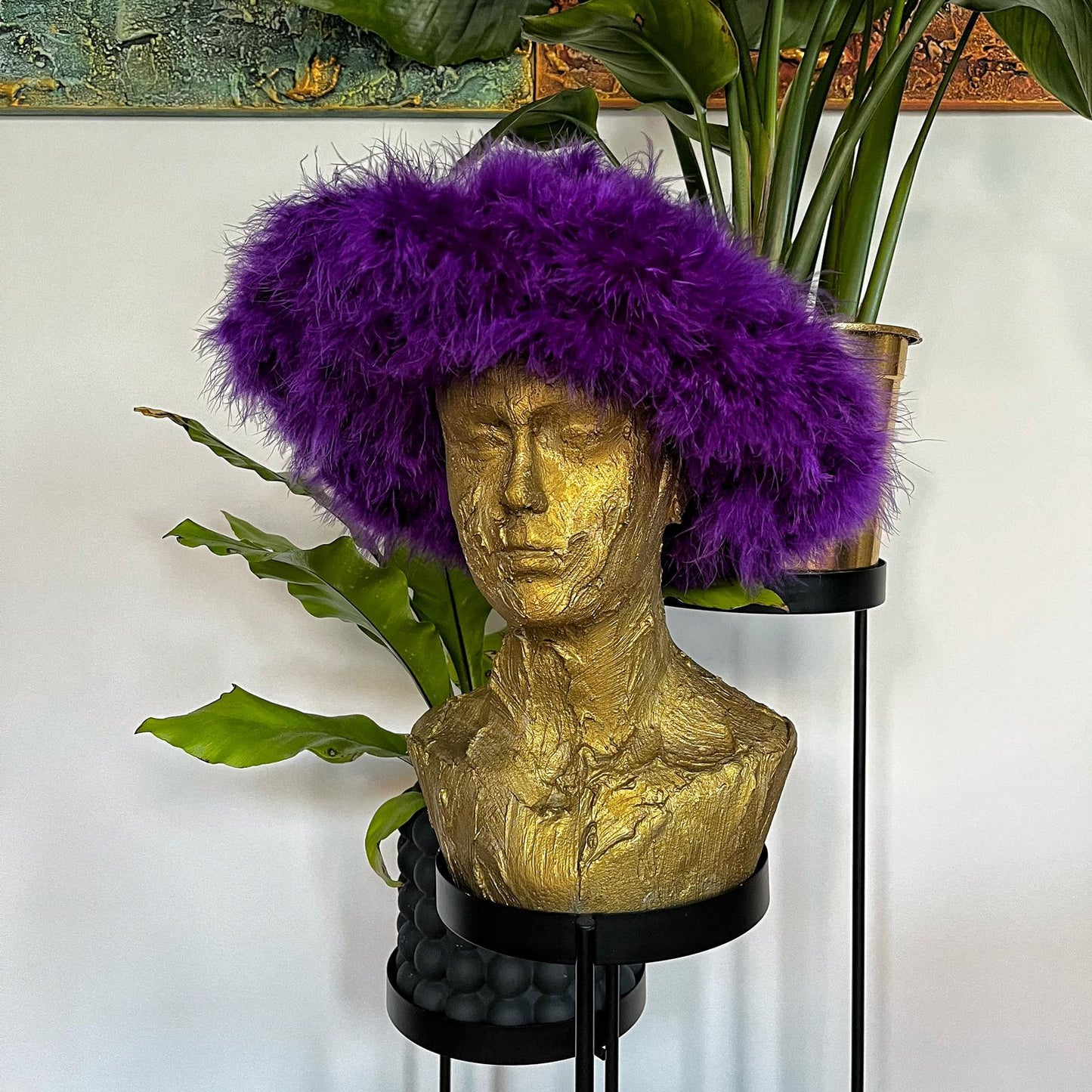 The 'Reign' Purple Fluffy Marabou Feather Hat